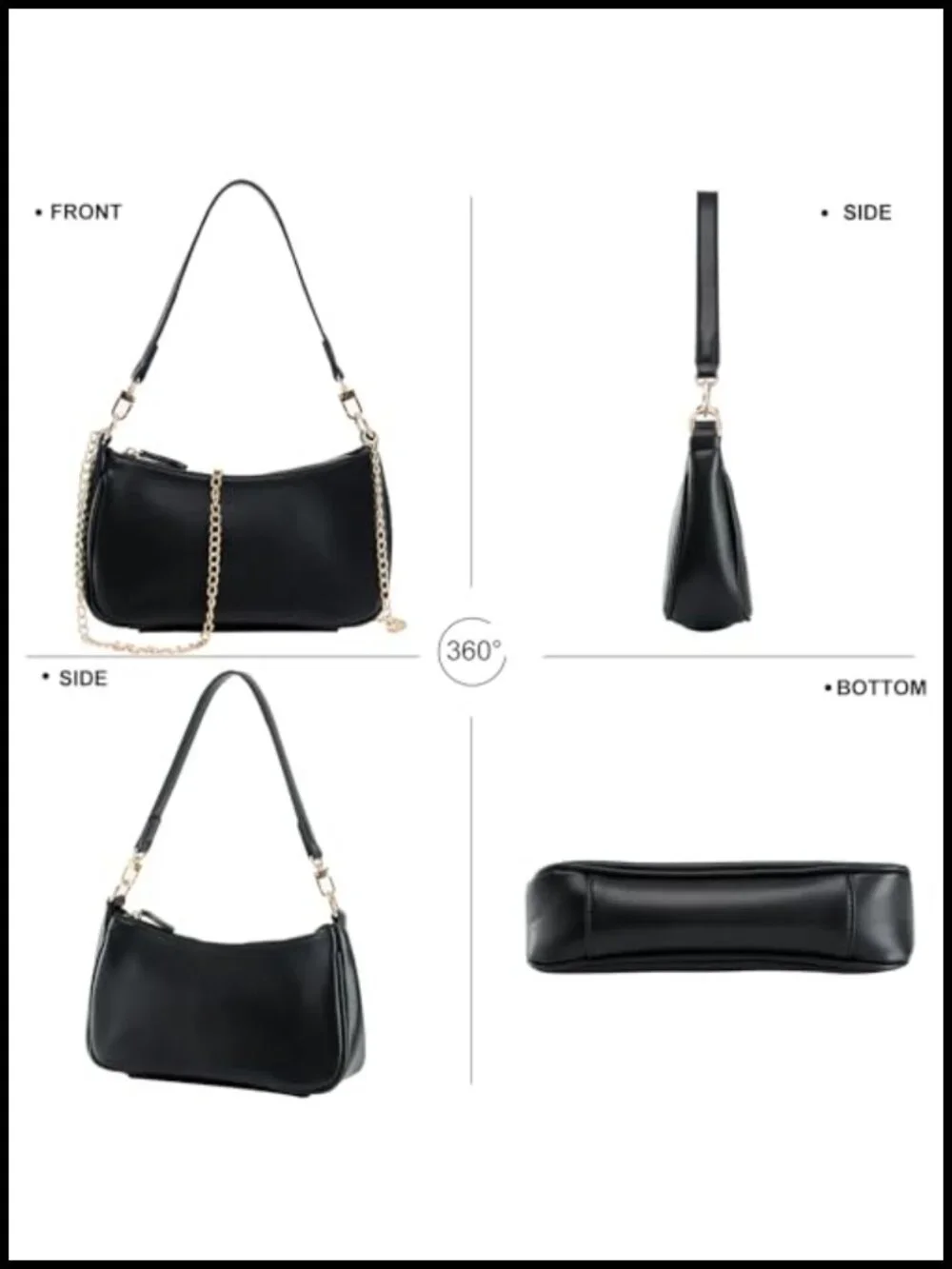 PU Leather Hobo Crossbody Bag with Removable Straps, Zipper Closure - Women's
